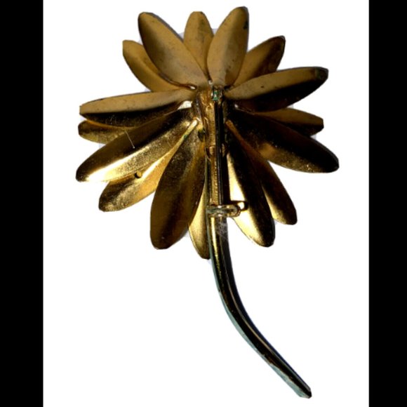 Sandor White Daisy Brooch Pin Ladybug Stem Flower Power 4" Vintage - Picture 3 of 12